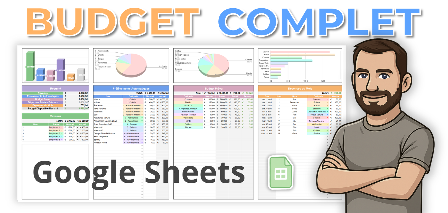 Miniature YouTube : Créer son Budget Mensuel sur Google Sheets
